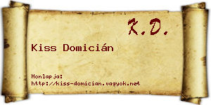 Kiss Domicián névjegykártya